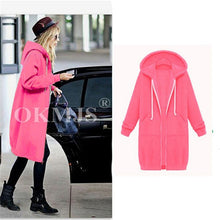 Load image into Gallery viewer, High quality Women Casual Long Zipper Hooded Jacket Hoodies Sweatshirt Vintage Streetwear Plus Size Outwear Hoody Coat Clothing