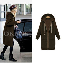 Load image into Gallery viewer, High quality Women Casual Long Zipper Hooded Jacket Hoodies Sweatshirt Vintage Streetwear Plus Size Outwear Hoody Coat Clothing