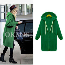 Load image into Gallery viewer, High quality Women Casual Long Zipper Hooded Jacket Hoodies Sweatshirt Vintage Streetwear Plus Size Outwear Hoody Coat Clothing
