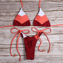 Load image into Gallery viewer, Sexy Floral Print Bikinis Striped Patchwork Swimsuit Women Bandage Bikini Set Swimwear Brazilian Beachwear New Bathing Suit