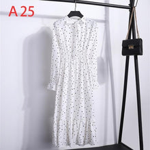 Load image into Gallery viewer, Korean Black Shirt Vestidos Office Polka Dot Vintage Autumn Dresses Women Dresss Pring 2020 Midi Floral Long Sleeve Dress Female