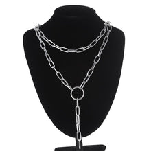 Load image into Gallery viewer, Double layer Lock Chain necklace punk 90s link chain silver color padlock pendant necklace women fashion gothic jewelry