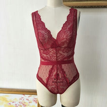 Load image into Gallery viewer, Ellolace Summer Lace Bodysuit Women Floral Embroidery Deep V Neck Sexy Bodysuit Dot Patchwork Jumpsuit Overalls 2020 Femlae Body