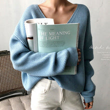 Load image into Gallery viewer, Womens Sweaters 2020 Autumn Winter Casual V Neck Women Pullover Sweater Solid Long Sleeve Fashion Loose Knitted Cashmere Top