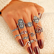 Load image into Gallery viewer, 9 Design Boho Vintage Gold Star Midi Moon Rings Set For Women Opal Crystal Midi Finger Ring 2020 Female Bohemian Jewelry Gifts