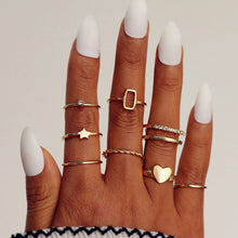 Load image into Gallery viewer, 9 Design Boho Vintage Gold Star Midi Moon Rings Set For Women Opal Crystal Midi Finger Ring 2020 Female Bohemian Jewelry Gifts