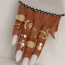 Load image into Gallery viewer, 9 Design Boho Vintage Gold Star Midi Moon Rings Set For Women Opal Crystal Midi Finger Ring 2020 Female Bohemian Jewelry Gifts