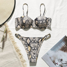 Load image into Gallery viewer, Snake print bikini Push up swimsuit female bathing suit String thong Brazilian bikini 2020 High cut swimwear women Sexy biquini