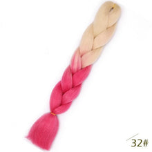 Load image into Gallery viewer, ELEGANT MUSES 24inch Pink Synthetic Crochet Hair Jumbo Braid Hair Yaki Soft Hair Ombre Crochet Braiding Hair Extension For Braid