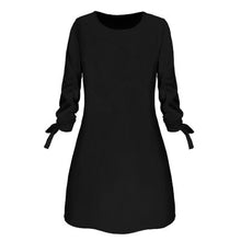 Load image into Gallery viewer, Women Fashion O-neck Solid Bow Elegant Straight Dress Spring Loose Mini Dresses 3/4 Sleeve Bow comfortable Plus Size