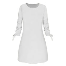 Load image into Gallery viewer, Women Fashion O-neck Solid Bow Elegant Straight Dress Spring Loose Mini Dresses 3/4 Sleeve Bow comfortable Plus Size