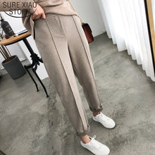 Load image into Gallery viewer, Thicken Women Pencil Pants 2020 Autumn Winter Plus Size OL Style Wool Female Work Suit Pant Loose Female Trousers Capris 6648 50