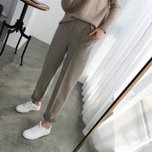 Load image into Gallery viewer, Thicken Women Pencil Pants 2020 Autumn Winter Plus Size OL Style Wool Female Work Suit Pant Loose Female Trousers Capris 6648 50