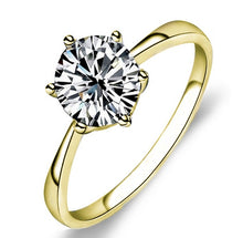 Load image into Gallery viewer, Classic Six Claw Gold Color Ring AAA Austria Crystal Wedding Ring for Bridal Christmas Gift for Women Jewelry Engagement Ring