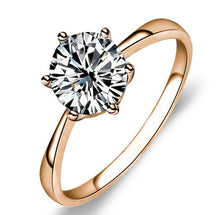 Load image into Gallery viewer, Classic Six Claw Gold Color Ring AAA Austria Crystal Wedding Ring for Bridal Christmas Gift for Women Jewelry Engagement Ring