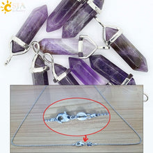 Load image into Gallery viewer, CSJA Real Raw Gem Pink Purple Crystal Hexagonal Bullet Reiki Point Chakra Natural Stone Pendant 2020 Necklace Women Jewelry E056