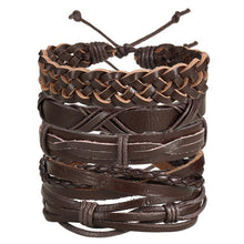 Load image into Gallery viewer, IF ME Vintage Leaf Feather Multilayer Leather Bracelet Men Fashion Braided Handmade Star Rope Wrap Bracelets & Bangles Male Gift