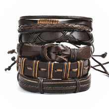 Load image into Gallery viewer, IF ME Vintage Leaf Feather Multilayer Leather Bracelet Men Fashion Braided Handmade Star Rope Wrap Bracelets & Bangles Male Gift