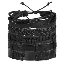 Load image into Gallery viewer, IF ME Vintage Leaf Feather Multilayer Leather Bracelet Men Fashion Braided Handmade Star Rope Wrap Bracelets & Bangles Male Gift