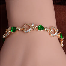 Load image into Gallery viewer, MISANANRYNE New 5 colors Beautiful Bracelet for Women Colorful Austrian Crystal Fashion Heart Chain Bracelet Wholesale