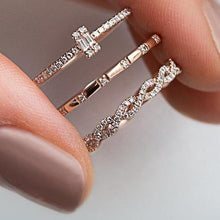 Load image into Gallery viewer, AY 3Pcs/Set Fashion Geometry Intersect Crystal Rings Set For Women Girls Engagement Wedding Rings Female Party Jewelry Gifts