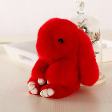 Load image into Gallery viewer, 14cm Cute Pluff Bunny Keychain Rex Genuine Rabbit Fur Key Chains For Women Bag Toys Doll Fluffy Pom Pom Lovely Pompom Keyring