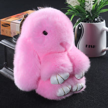 Load image into Gallery viewer, 14cm Cute Pluff Bunny Keychain Rex Genuine Rabbit Fur Key Chains For Women Bag Toys Doll Fluffy Pom Pom Lovely Pompom Keyring