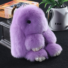 Load image into Gallery viewer, 14cm Cute Pluff Bunny Keychain Rex Genuine Rabbit Fur Key Chains For Women Bag Toys Doll Fluffy Pom Pom Lovely Pompom Keyring