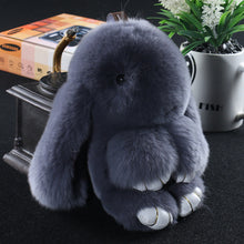 Load image into Gallery viewer, 14cm Cute Pluff Bunny Keychain Rex Genuine Rabbit Fur Key Chains For Women Bag Toys Doll Fluffy Pom Pom Lovely Pompom Keyring