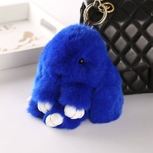 Load image into Gallery viewer, 14cm Cute Pluff Bunny Keychain Rex Genuine Rabbit Fur Key Chains For Women Bag Toys Doll Fluffy Pom Pom Lovely Pompom Keyring