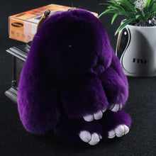 Load image into Gallery viewer, 14cm Cute Pluff Bunny Keychain Rex Genuine Rabbit Fur Key Chains For Women Bag Toys Doll Fluffy Pom Pom Lovely Pompom Keyring