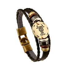 Load image into Gallery viewer, 2020 new men punk Zodiac Signs Aries Leo Bracelet Constellations charm men bracelets Virgo Pisces Pendant Women Gift DropShiping