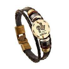 Load image into Gallery viewer, 2020 new men punk Zodiac Signs Aries Leo Bracelet Constellations charm men bracelets Virgo Pisces Pendant Women Gift DropShiping