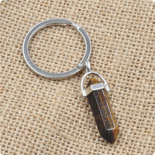 Load image into Gallery viewer, 1 PC Fashion Natural Stone Pendant Keychain Natural Quartz Stone Key Rings Pink Crystal Key Chains Accessories Jewelry Gift