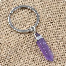Load image into Gallery viewer, 1 PC Fashion Natural Stone Pendant Keychain Natural Quartz Stone Key Rings Pink Crystal Key Chains Accessories Jewelry Gift
