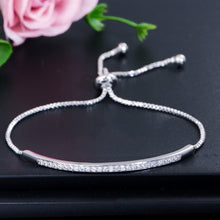 Load image into Gallery viewer, CWWZircons Adjustable Bracelet Bangle for Women Captivate Bar Slider Brilliant CZ Rose Gold Color Jewelry Pulseira Feminia CB089