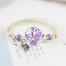 Load image into Gallery viewer, Lidavi New Boho Vintage Charm Bracelet Handmade Real Dry Flower Glass Ball Weave Adjustable Bracelets Bangle for Women Fashion