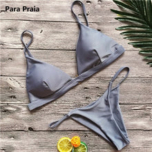 Load image into Gallery viewer, 9 Colors Solid Bikini Set 2020 Sexy Push Up Swimwear Women Brazilian Swimsuit Low Waist Biquini Halter Two Pieces Bathing Suit