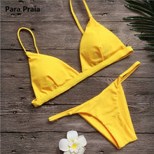 Load image into Gallery viewer, 9 Colors Solid Bikini Set 2020 Sexy Push Up Swimwear Women Brazilian Swimsuit Low Waist Biquini Halter Two Pieces Bathing Suit