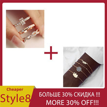 Load image into Gallery viewer, AY 3Pcs/Set Fashion Geometry Intersect Crystal Rings Set For Women Girls Engagement Wedding Rings Female Party Jewelry Gifts