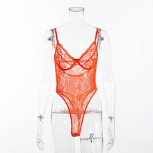 Load image into Gallery viewer, Cryptographic hot sale sheer lace bodysuit women backless transparent mesh bow sexy jumpsuit 2020 catsuit straps bodysuits thong