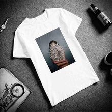 Load image into Gallery viewer, New Cotton Harajuku Aesthetics Tshirt Sexy Flowers Feather Print Short Sleeve Tops & Tees Fashion Casual Couple T Shirt
