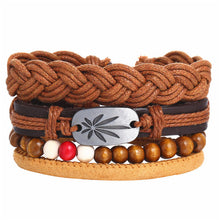 Load image into Gallery viewer, IF ME Vintage Leaf Feather Multilayer Leather Bracelet Men Fashion Braided Handmade Star Rope Wrap Bracelets & Bangles Male Gift