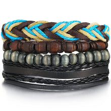 Load image into Gallery viewer, IF ME Vintage Leaf Feather Multilayer Leather Bracelet Men Fashion Braided Handmade Star Rope Wrap Bracelets & Bangles Male Gift