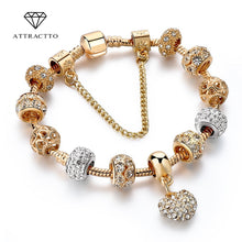 Load image into Gallery viewer, ATTRACTTO Luxury Crystal Heart Charm Bracelets&Bangles Gold Bracelets For Women Jewellery Pulseira Feminina Bracelet Sbr170020
