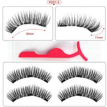 Load image into Gallery viewer, Magnetic eyelashes with 3 magnets handmade 3D/6D magnetic lashes natural false eyelashes magnet lashes with gift box-24P-3