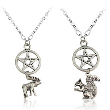 Load image into Gallery viewer, HOT Antique Pentagram Pentacle Angel Wings Pendant Supernatural Necklace Women Jewelry Luminous Necklace GLOW in the DARK gift