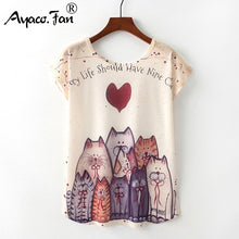 Load image into Gallery viewer, Summer New Women T-Shirts 2020 Harajuku Kawaii Cute Animal Nice Cat Unicorn Print T-shirt Causal O-Neck Short Sleeve Loose Tops