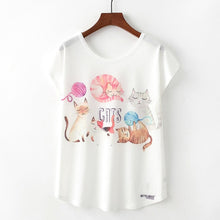 Load image into Gallery viewer, Summer New Women T-Shirts 2020 Harajuku Kawaii Cute Animal Nice Cat Unicorn Print T-shirt Causal O-Neck Short Sleeve Loose Tops