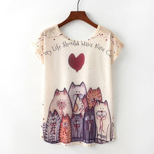 Load image into Gallery viewer, Summer New Women T-Shirts 2020 Harajuku Kawaii Cute Animal Nice Cat Unicorn Print T-shirt Causal O-Neck Short Sleeve Loose Tops